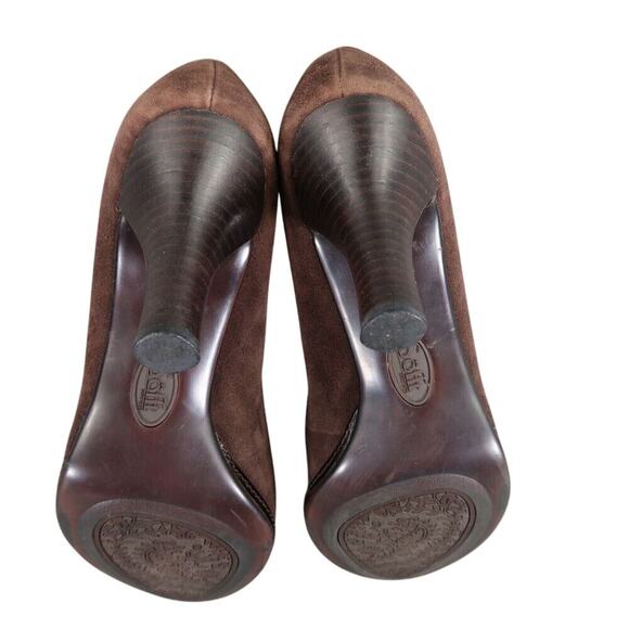 Sofft Shoes Womens 9.5 Pumps Heels Leather Fashion Peep Toe Classic Brown Bow - Picture 12 of 15